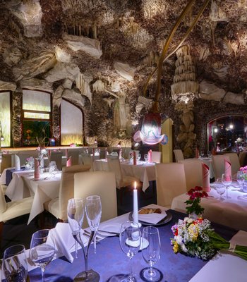 Amazing interior of stalactite cave in Prague city center - Gourmet restaurant in Prague
