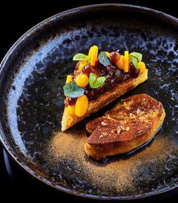 Dantes Inferno menu - GLUTTONY Foie Gras / Paris Brest / Chocolate / Raspberry